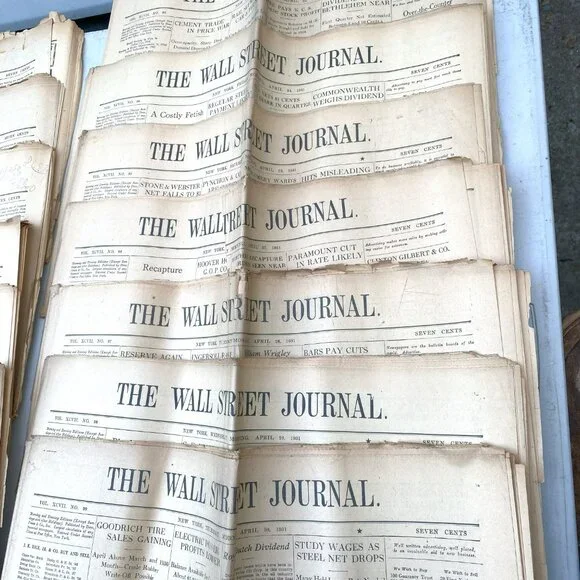 Vintage Wall Street Journal April 1931 Stock Market Crash Paper Ephemera